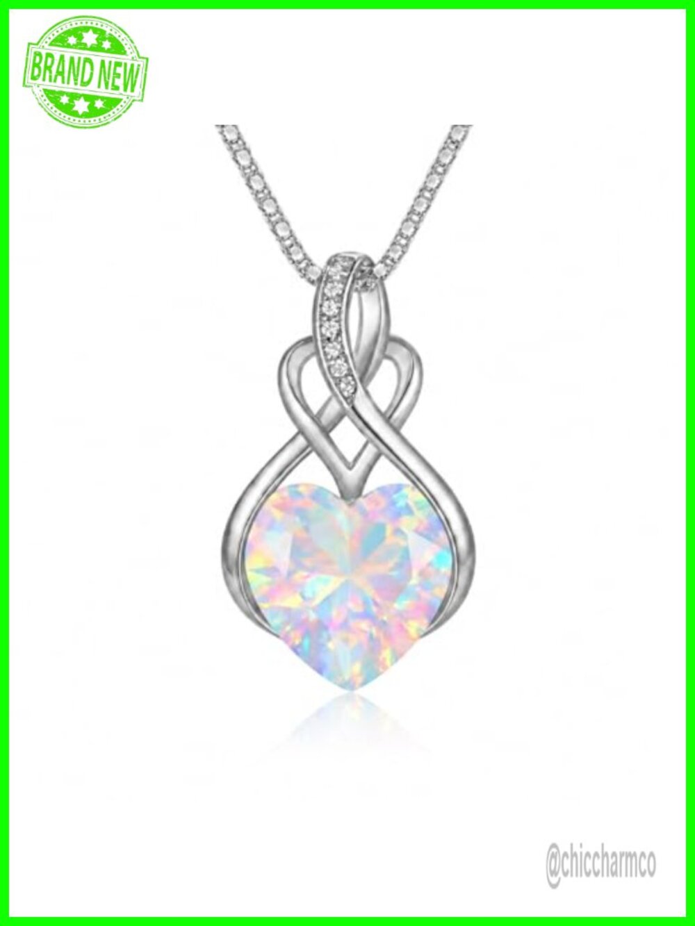 Infinity Heart Crystal Birthstone Pendant Necklace for Women Love Forever Gift